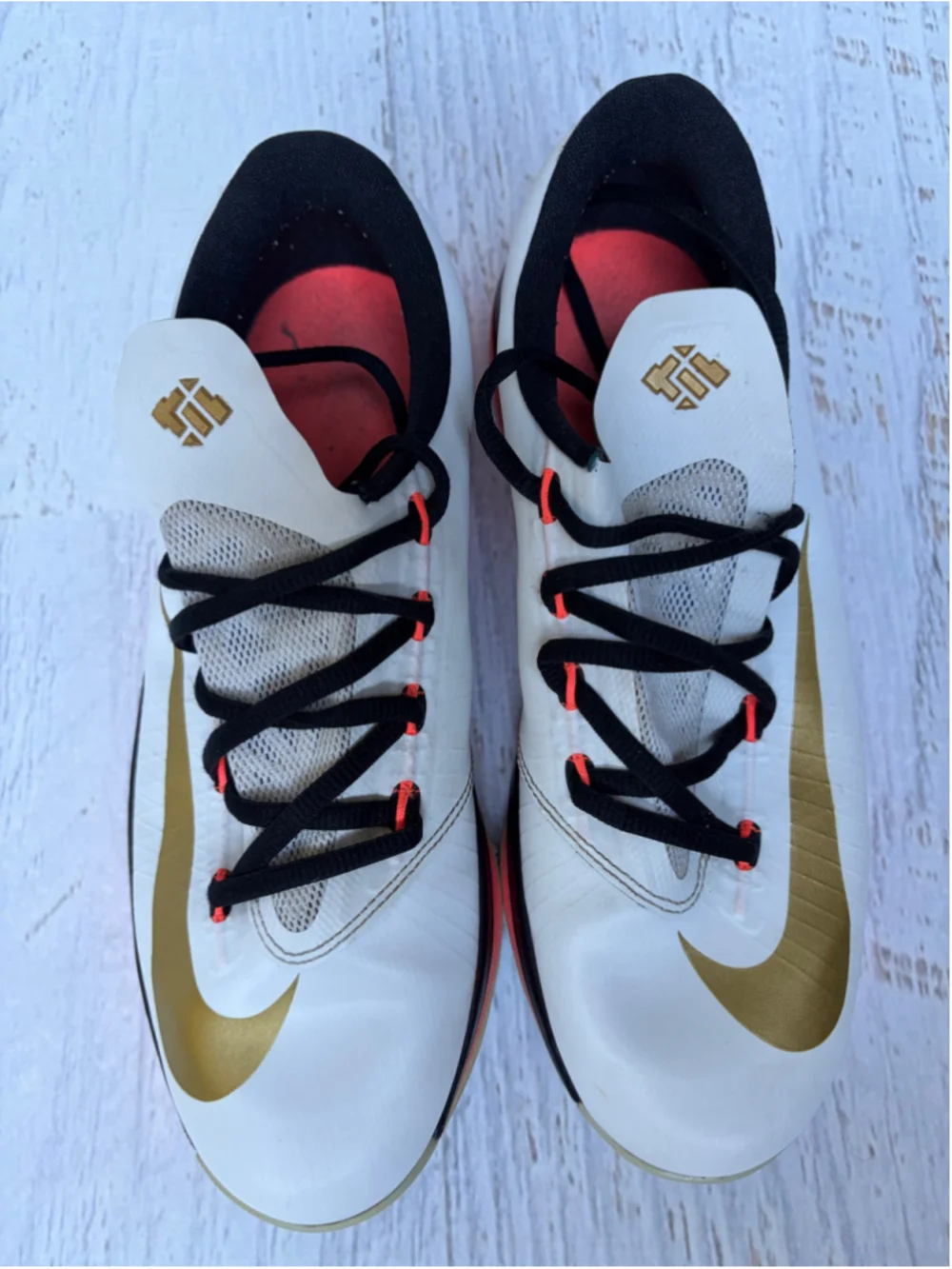 Youth Nike KD Vi Elite White Gold Orange Sneakers Youth Size 7
